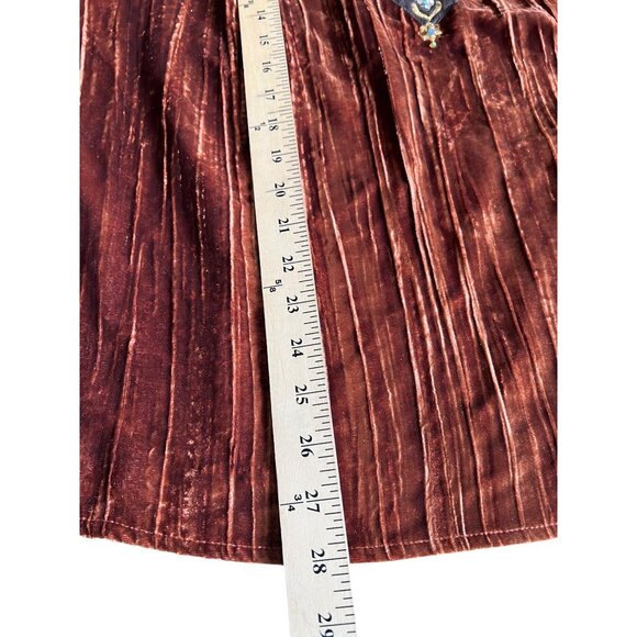 Venezia Womens Velvet Embellished Tunic Top Brown Long Sleeve Boho Blouse 14/16 - Picture 4 of 11